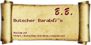 Butscher Barabás névjegykártya